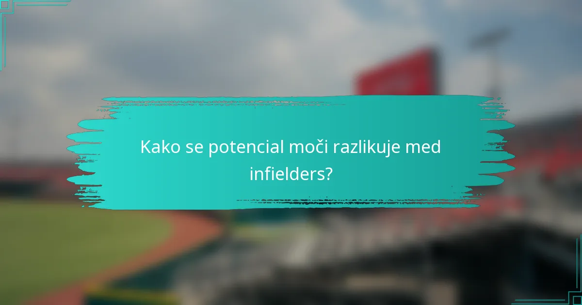 Kako se potencial moči razlikuje med infielders?