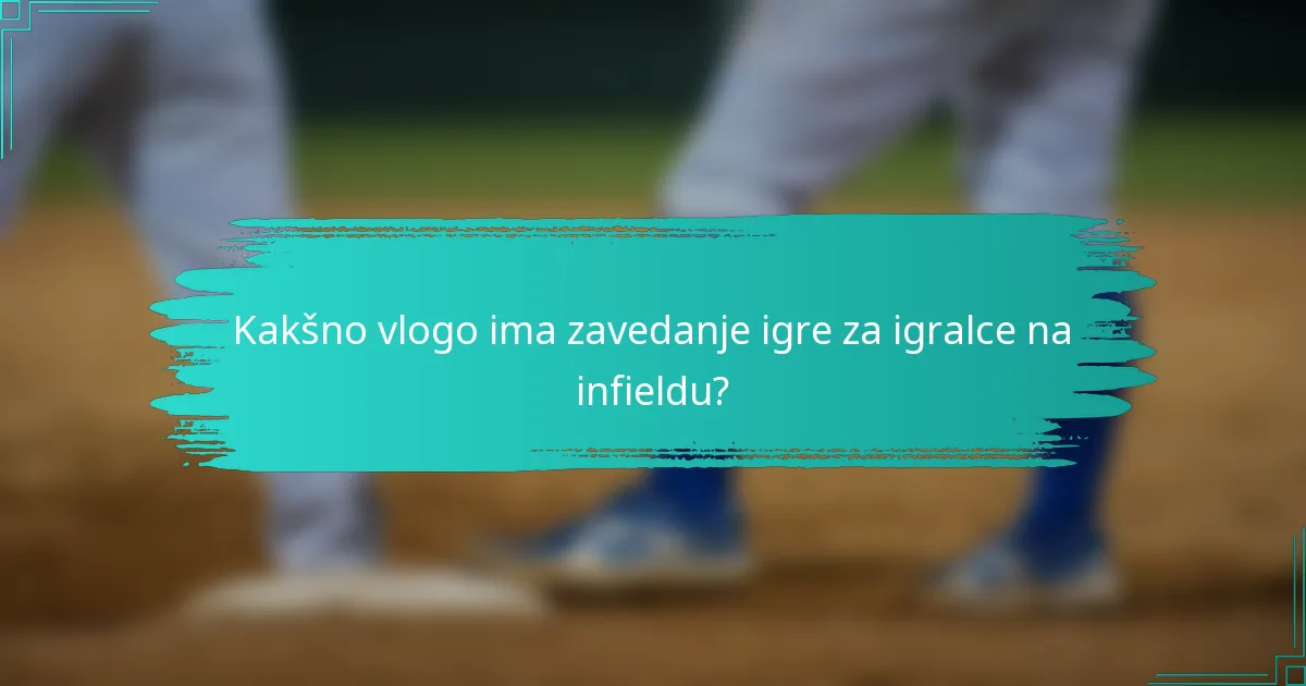 Kakšno vlogo ima zavedanje igre za igralce na infieldu?
