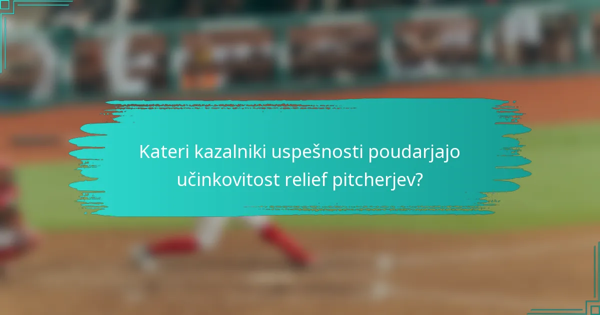 Kateri kazalniki uspešnosti poudarjajo učinkovitost relief pitcherjev?